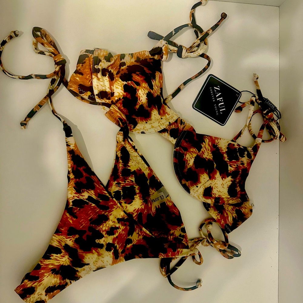 NWT ZAFUL Leopard print Bikini Medium